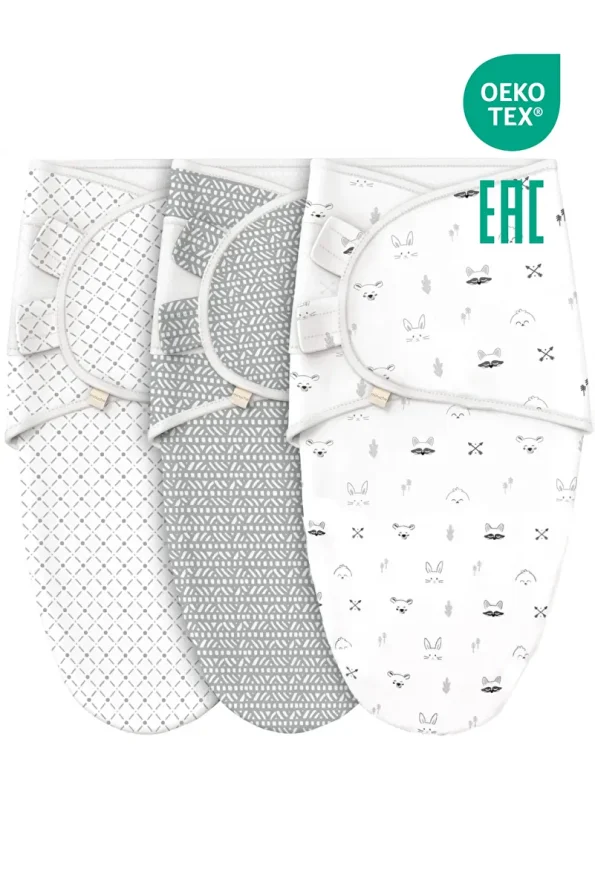 Minuche 100% Cotton Set of 3 Baby Swaddles and Sleep Sacks