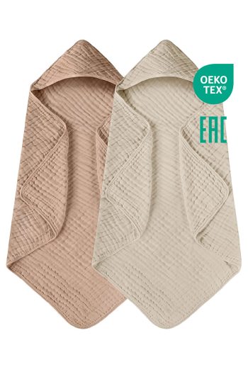 Minuche 100% Muslin Cotton Baby Bath Towels - Set of 2