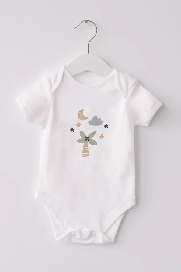 Lilabio 100% Organic Cotton 3-Pack Short Sleeve Baby Bodysuit Elephant