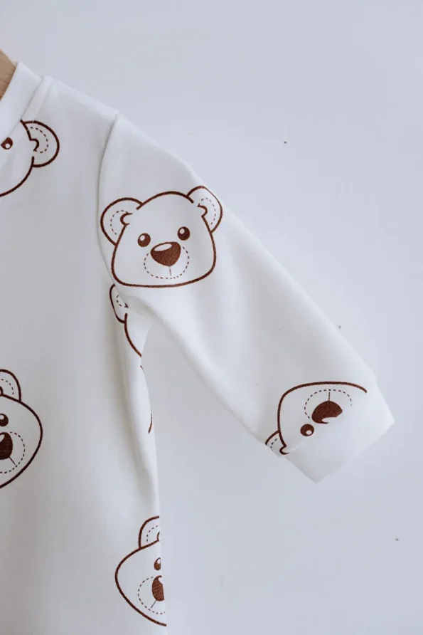 Lilabio Long Sleeve Zippered Baby Overall Bear Pattern