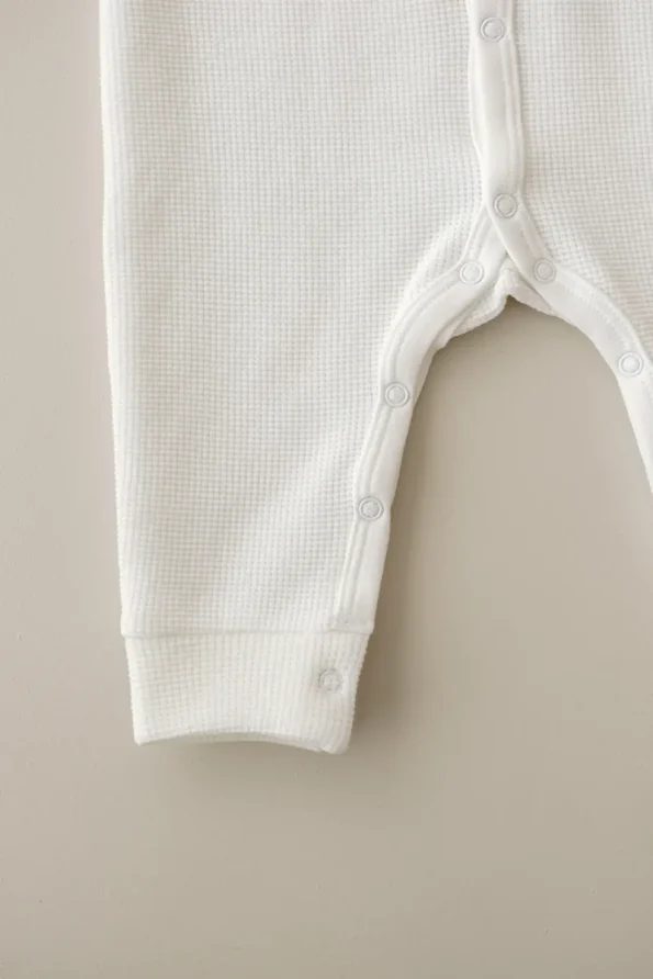 Lilabio Long Sleeve Embroidered Waffle Fabric Baby Jumpsuit