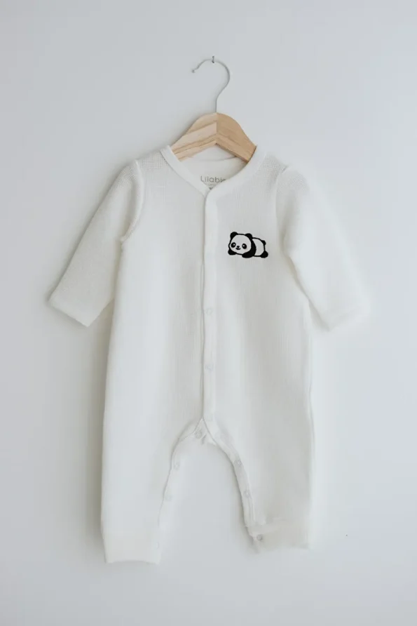 Lilabio Long Sleeve Embroidered Waffle Fabric Baby Jumpsuit