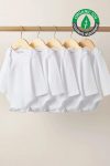 Lilabio 100% Organic Cotton 5-Pack White Long Sleeve Baby Bodysuits