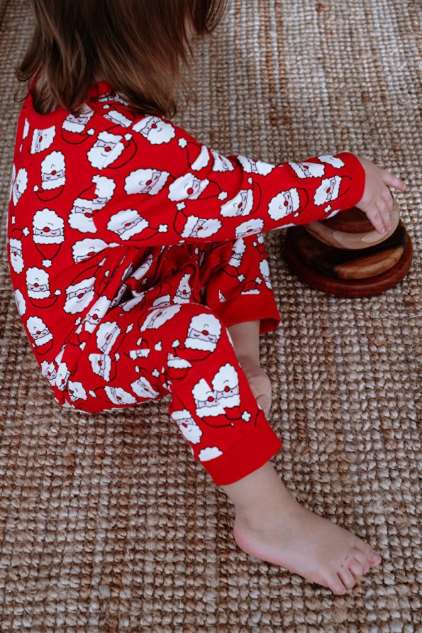 Lilabio 100% Cotton Christmas Themed Santa Print Red Romper