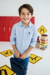 Trendyolmilla Kids Ice Blue Embroidered Regular Fit Shirt for Boys