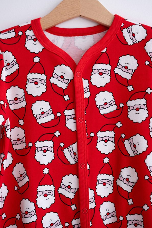 Lilabio 100% Cotton Christmas Themed Santa Print Red Romper