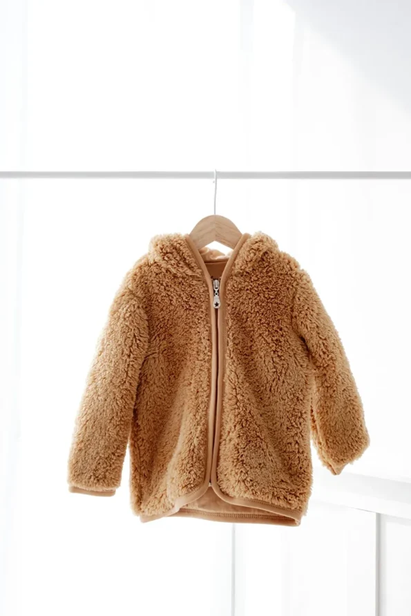 Mother Love Zip-Up Plush Teddy Ear Hoodie Jacket