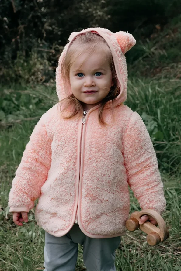Mother Love Zippered Plush Teddy Ear Hoodie Jacket