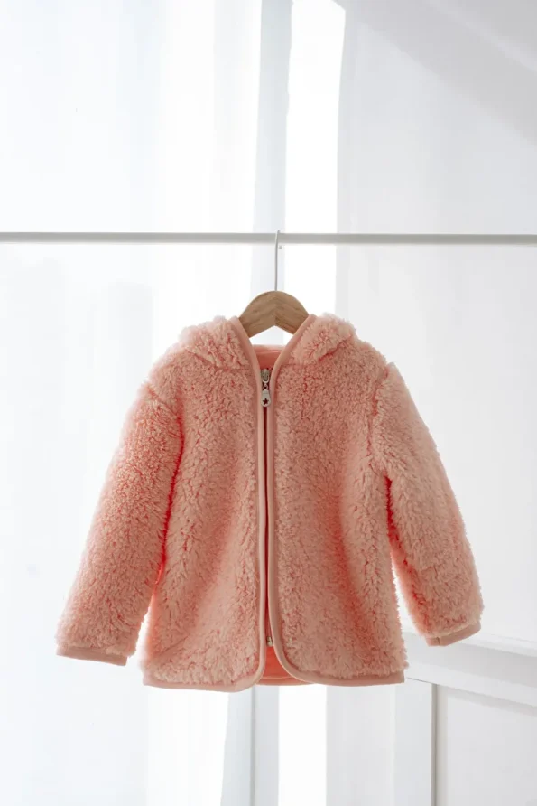 Mother Love Zippered Plush Teddy Ear Hoodie Jacket