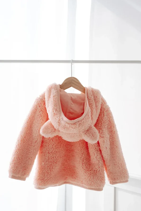 Mother Love Zippered Plush Teddy Ear Hoodie Jacket