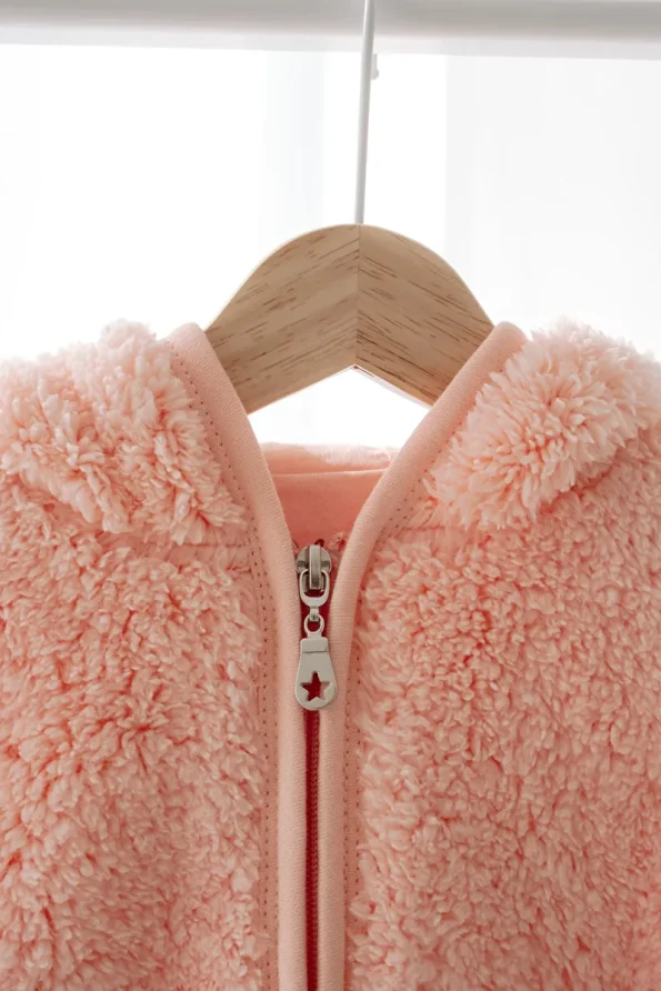 Mother Love Zippered Plush Teddy Ear Hoodie Jacket