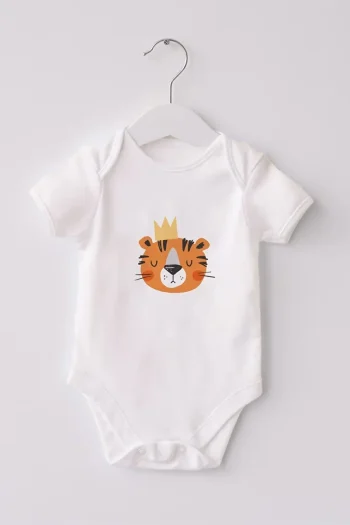 Lilabio 100% Organic Cotton 3-Pack Short Sleeve Baby Bodysuit Tiger