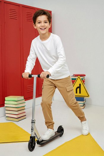 Trendyolmilla Kids Beige Cotton Twill Pants for Boys