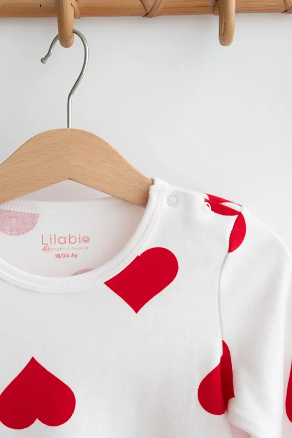 Lilabio Cotton Heart Long Sleeve Baby Bodysuit
