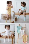 Lilabio 100% Cotton 3-Pack Short Sleeve Baby Bodysuits Unicorn