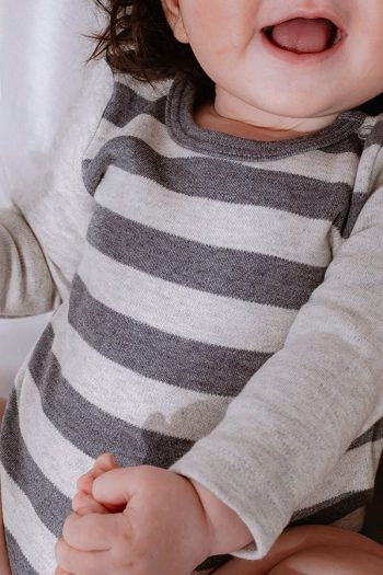 Lilabio 100% Organic Cotton Striped Long Sleeve Baby Bodysuit