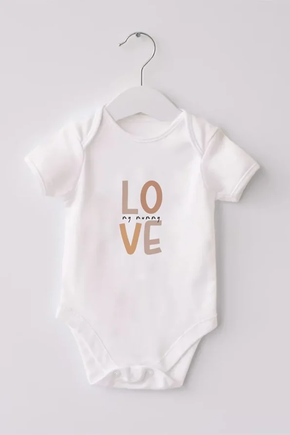 Lilabio 100% Organic Cotton 3-Pack Printed Baby Bodysuit Love