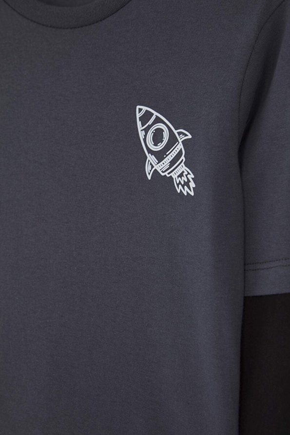 Trendyolmilla Kids Dark Grey Cotton Printed Regular Knit T-Shirt