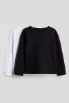 Lilabio Long Sleeve Black and White Cotton Top Set