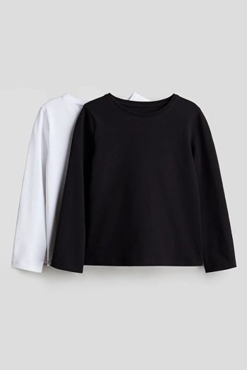 Lilabio Long Sleeve Black and White Cotton Top Set
