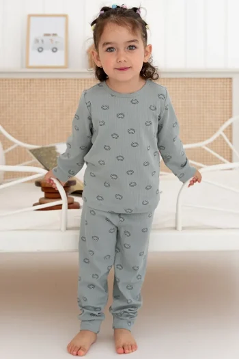 Lilabio 100% Cotton Patterned Girls Pajama Set