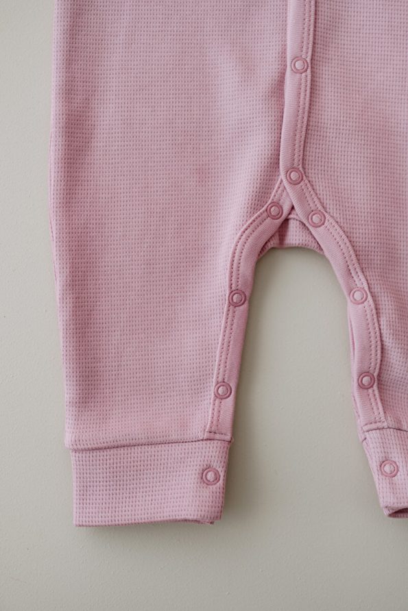 Lilabio Long Sleeve Embroidered Waffle Fabric Baby Romper