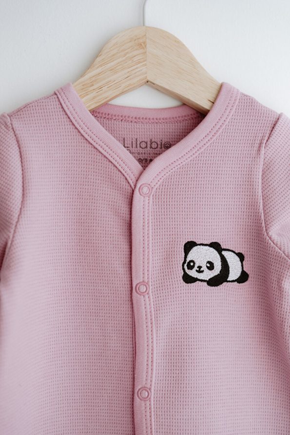 Lilabio Long Sleeve Embroidered Waffle Fabric Baby Romper