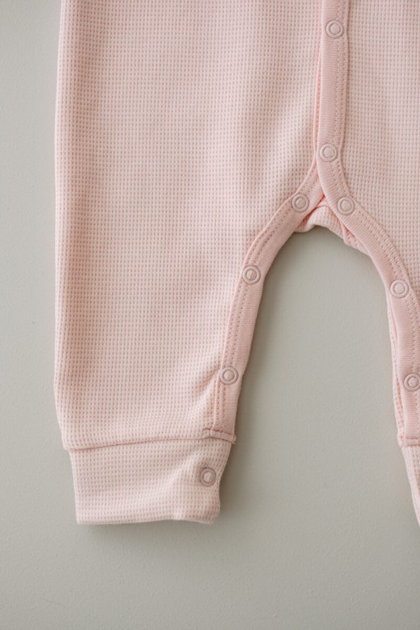 Lilabio Long Sleeve Embroidered Waffle Fabric Baby Onesie