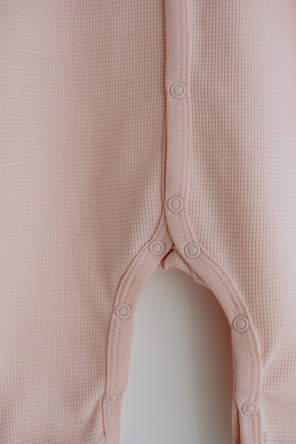 Lilabio Long Sleeve Embroidered Waffle Fabric Baby Onesie