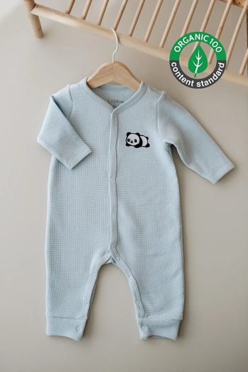 Lilabio Long Sleeve Embroidered Waffle Fabric Baby Romper
