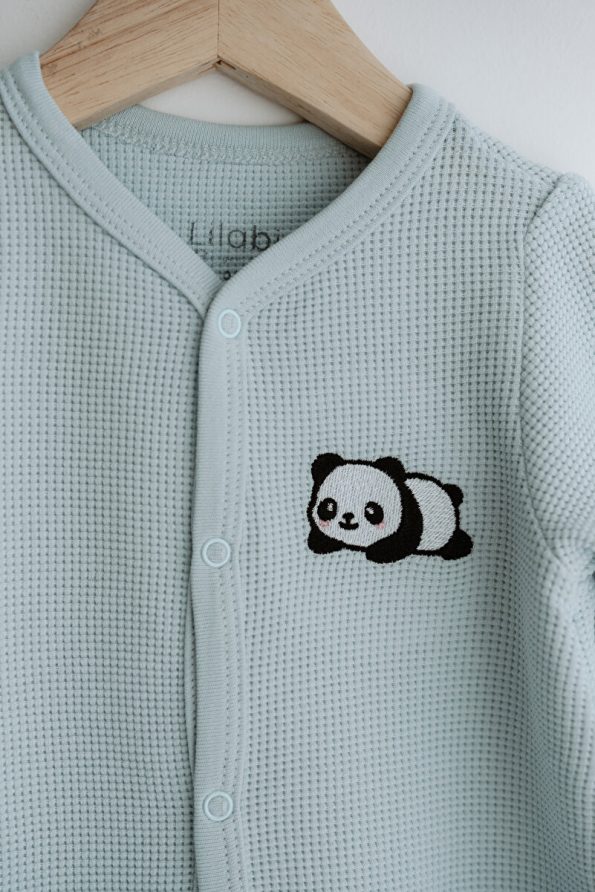 Lilabio Long Sleeve Embroidered Waffle Fabric Baby Romper