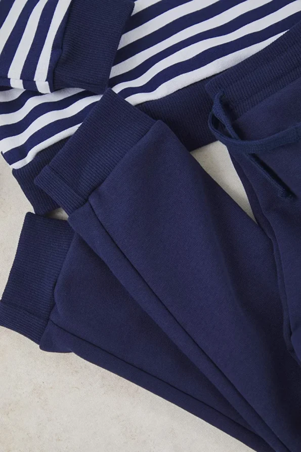 Trendyolmilla Kids Navy Striped Cotton Regular Fit Set for Boys