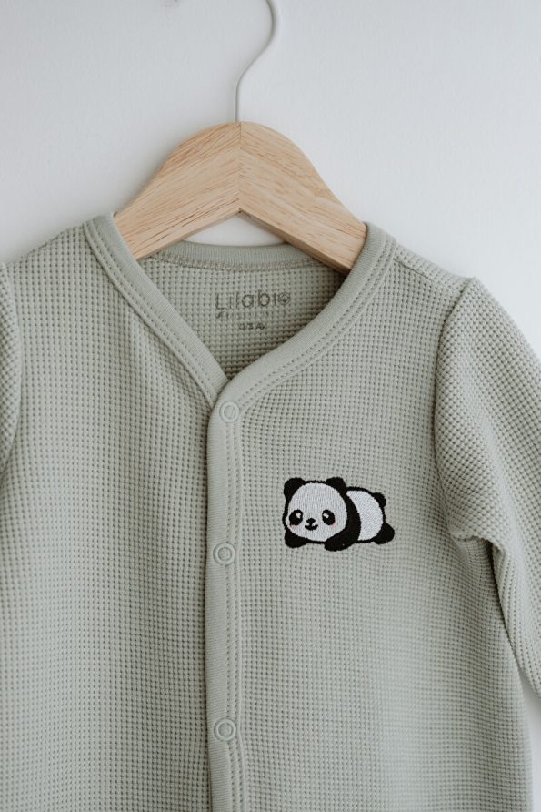 Lilabio Long Sleeve Embroidered Waffle Fabric Baby Romper