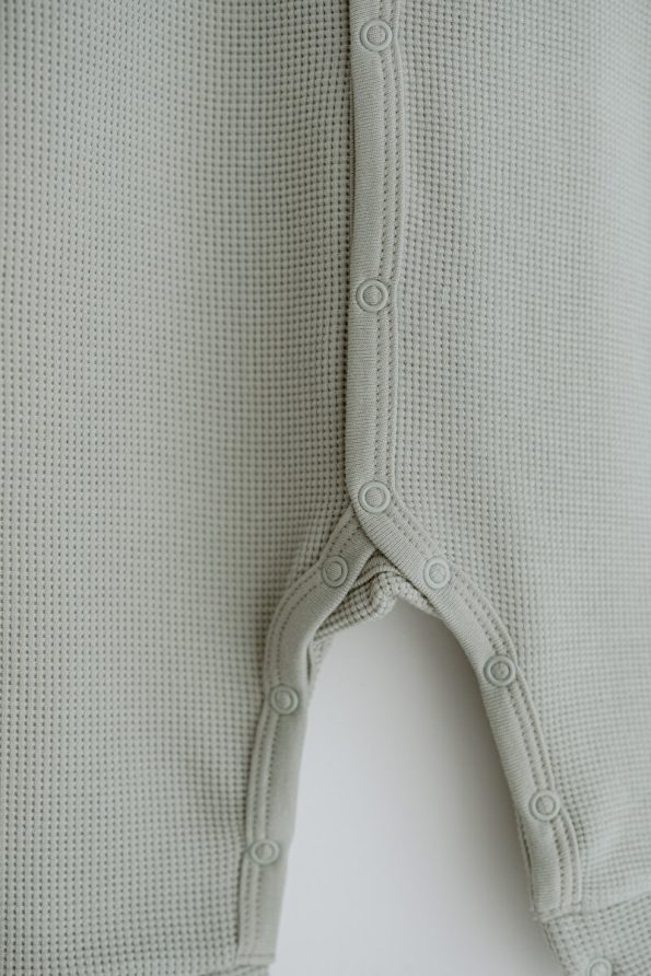 Lilabio Long Sleeve Embroidered Waffle Fabric Baby Romper