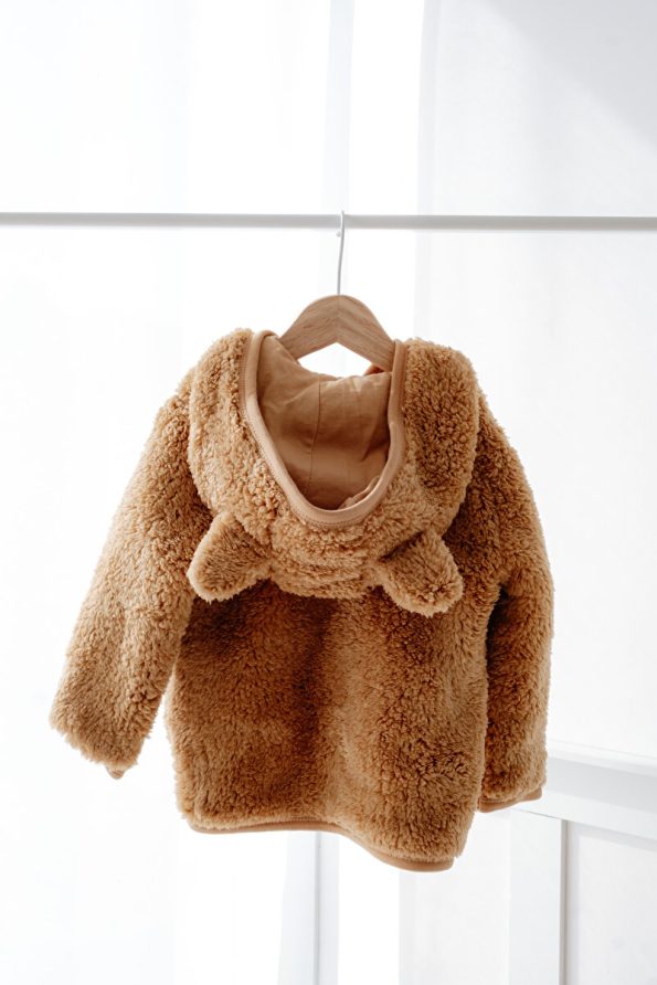 Mother Love Zip-Up Plush Teddy Ear Hoodie Jacket