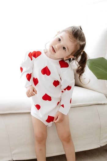 Lilabio Cotton Heart Long Sleeve Baby Bodysuit