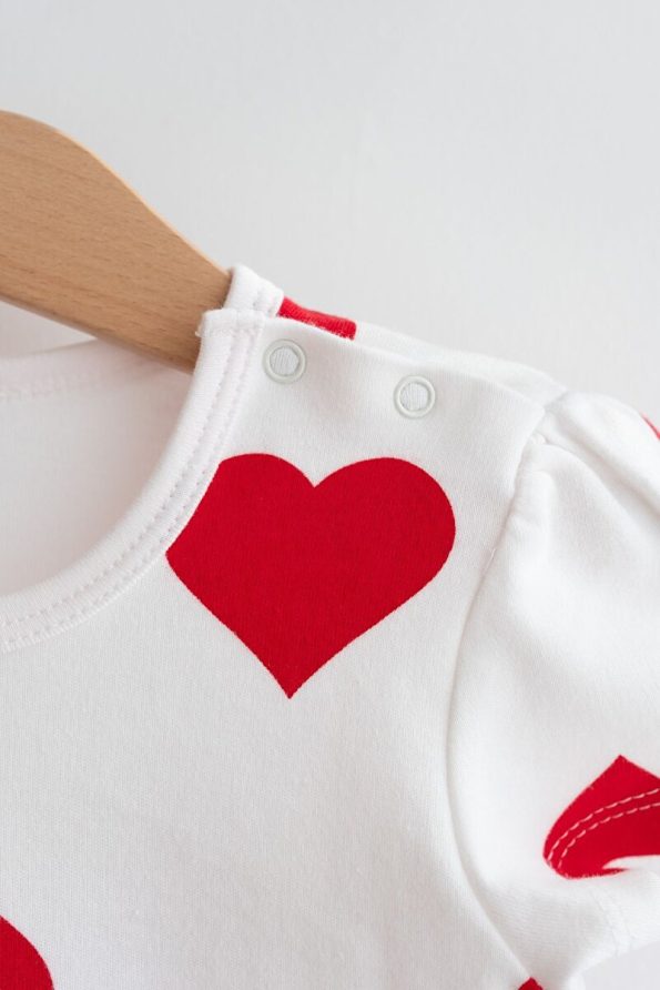 Lilabio Cotton Heart Long Sleeve Baby Bodysuit