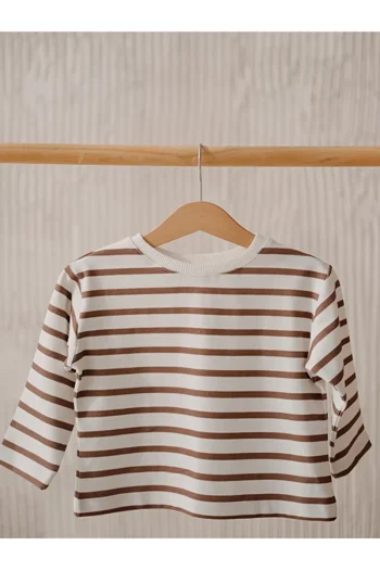 Fluffyboon Premium Kids Striped Sweatshirt - Coffee