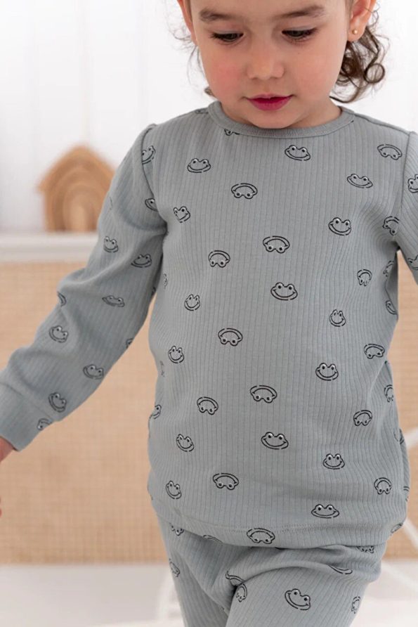 Lilabio 100% Cotton Patterned Girls Pajama Set