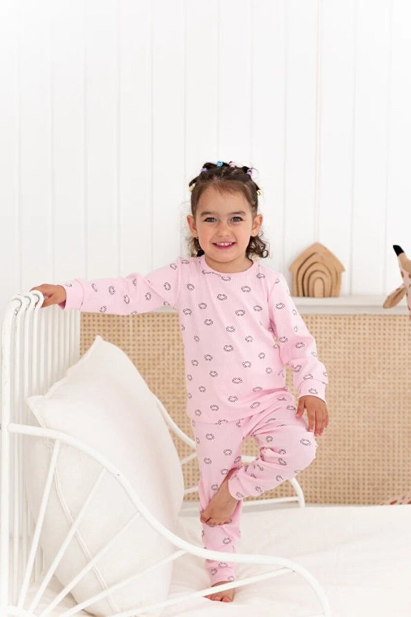Lilabio 100% Cotton Patterned Girls' Pajama Set