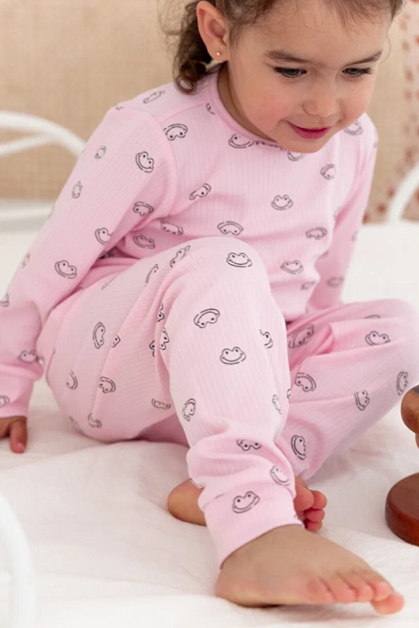 Lilabio 100% Cotton Patterned Girls' Pajama Set