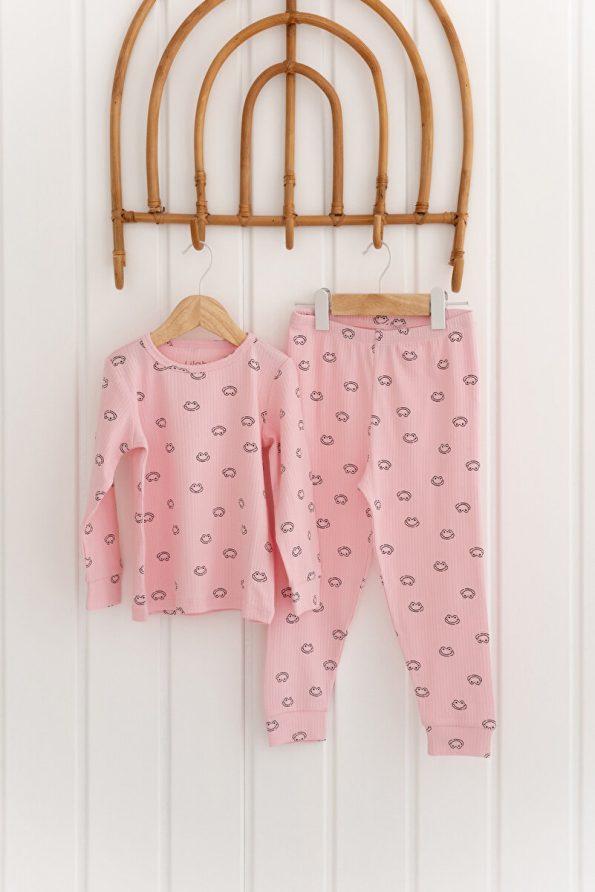 Lilabio 100% Cotton Patterned Girls' Pajama Set