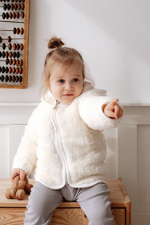 Mother Love Zippered Plush Teddy Hoodie Jacket