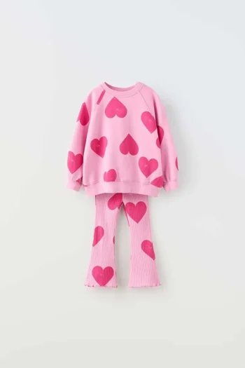 Yigit Boutique Heart Printed Girls' Outfit
