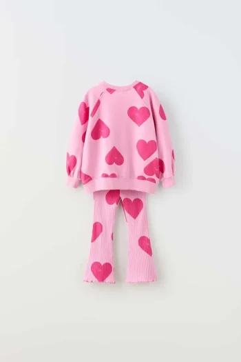Yigit Boutique Heart Printed Girls' Outfit