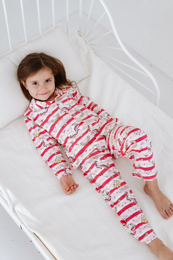 Lilabio Bamboo Fabric Button-Up Girls Pajama Set