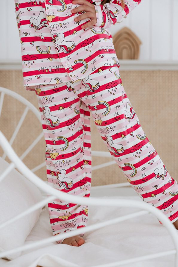 Lilabio Bamboo Fabric Button-Up Girls Pajama Set