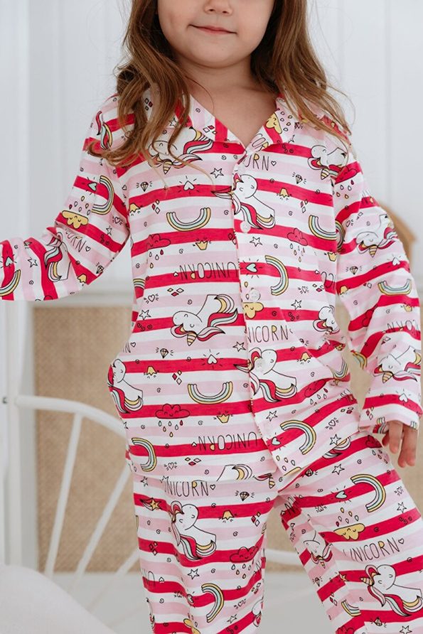 Lilabio Bamboo Fabric Button-Up Girls Pajama Set