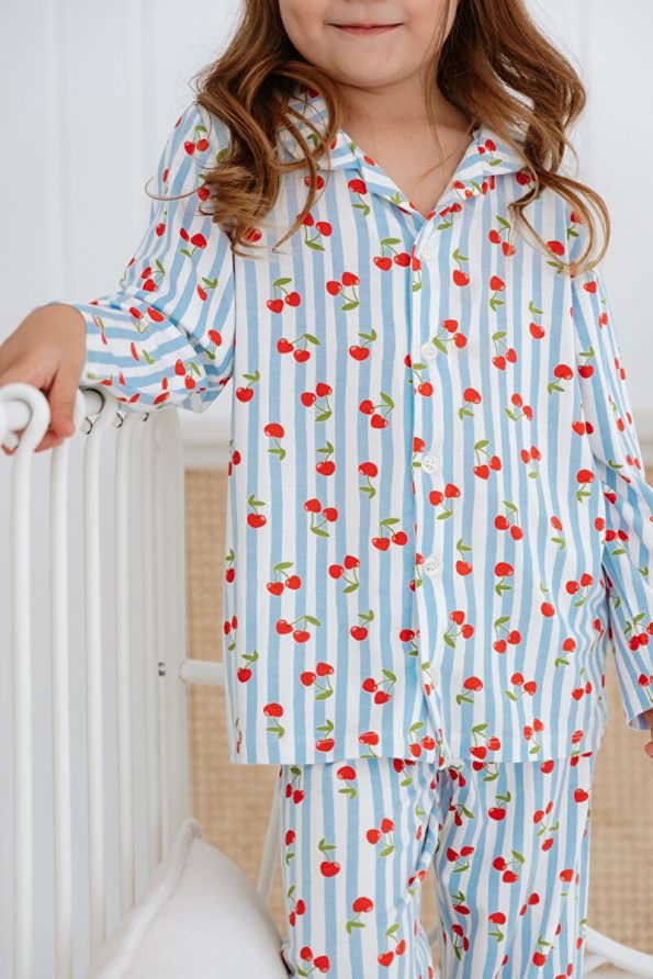 Lilabio Bamboo Fabric Button-Up Girls' Pajama Set