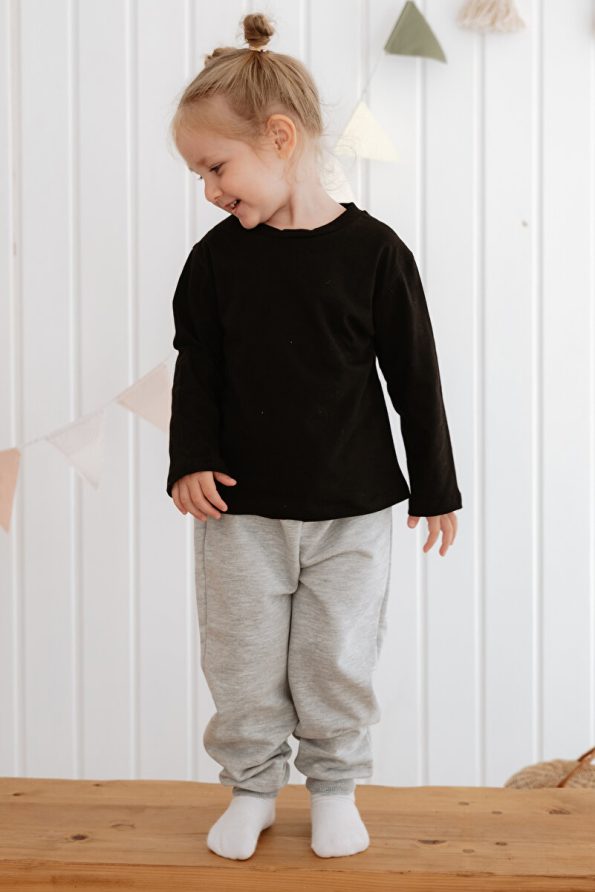 Lilabio Long Sleeve Cotton Black T-Shirt for Girls